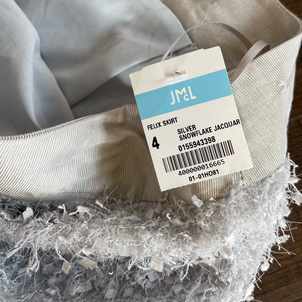 J MCLAUGHLIN Felix Textured Silver Grey Snowflake Jacquard Lined Skirt Size 4 - Picture 7 of 12
